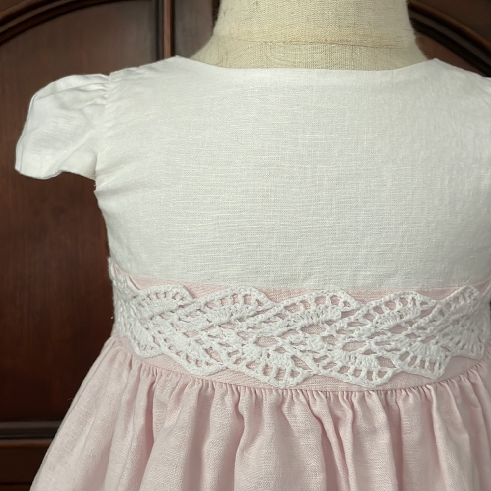 Southern Boutique Pink Linen Easter Portrait Dress Bloomer Set 18M Church - Picture 4 of 8